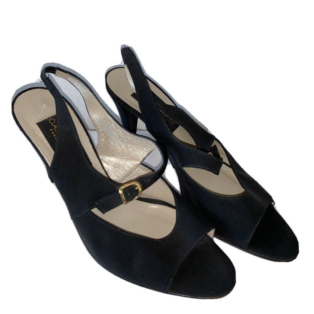 CLASSIQUES ENTIER Black Fabric Strap Sandals with Leather Soles - size 9